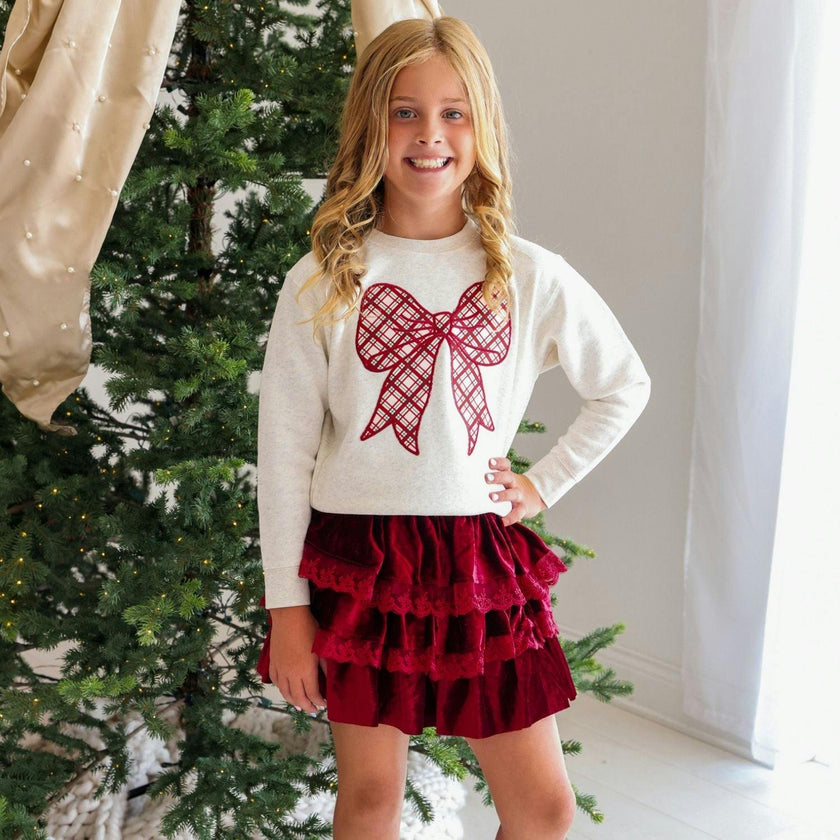 Ruby Red Velvet Tiered Christmas Skirt