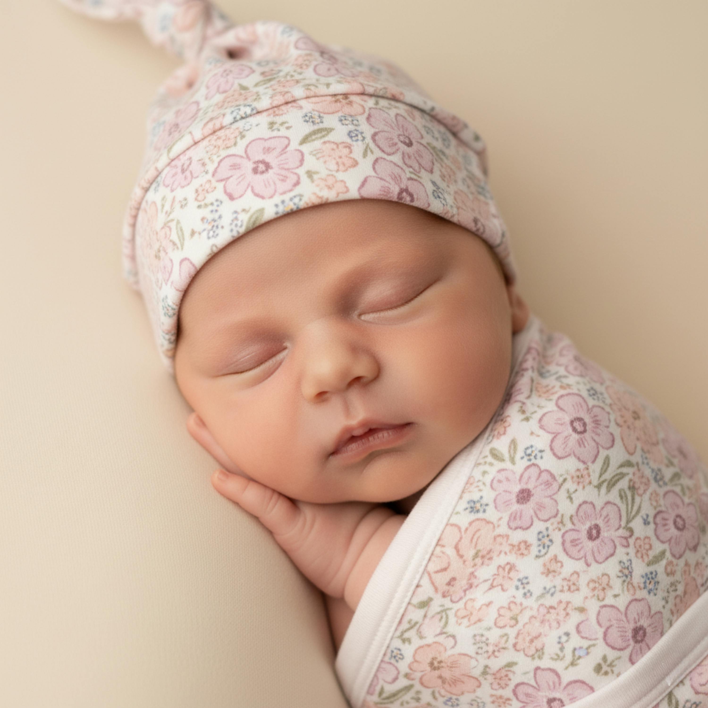 Organic Swaddle Blanket & Hat Set