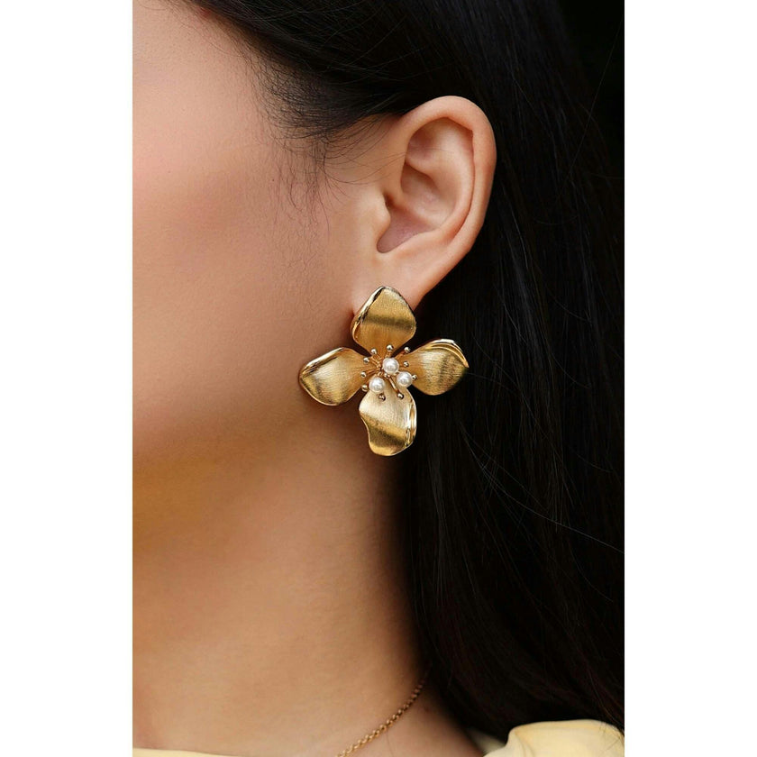 Large Iris Blossom Stud Earrings