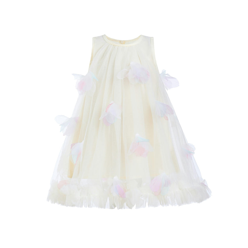 Ivory Blooming Tulle Sleeveless Dress
