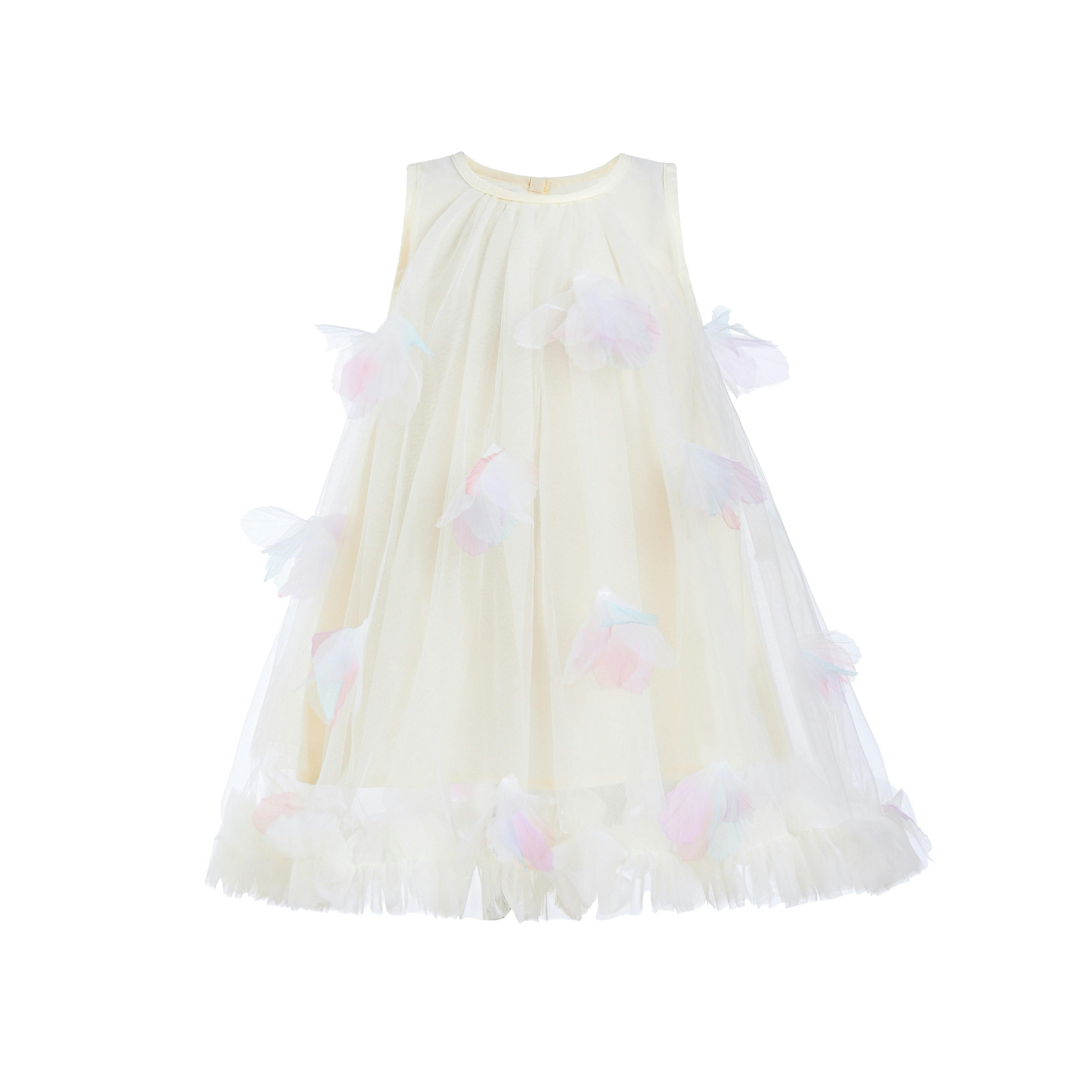 Ivory Blooming Tulle Sleeveless Dress