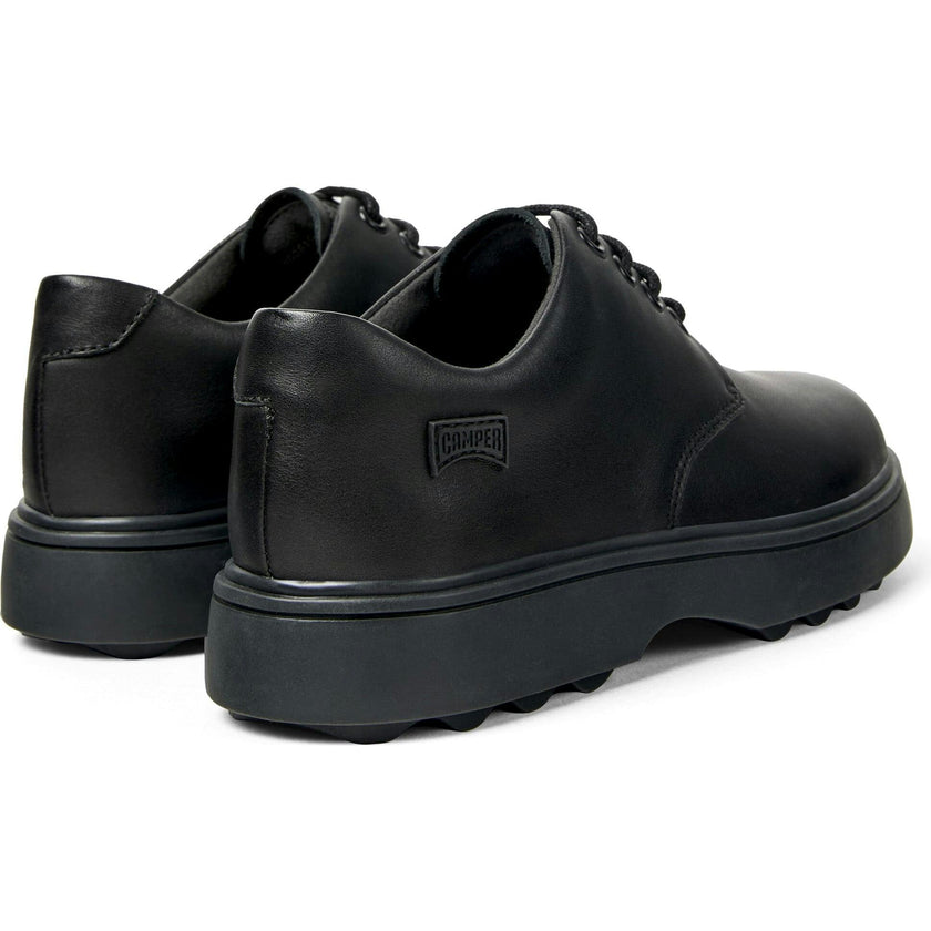 Kids Norte Leather Lace-Up Shoes, Black