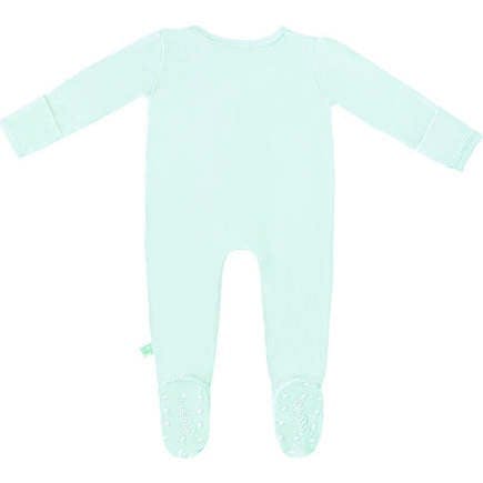 Bamboo Solid Footed Zippered Onesie, Pastel Mint Ice