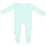 Bamboo Solid Footed Zippered Onesie, Pastel Mint Ice
