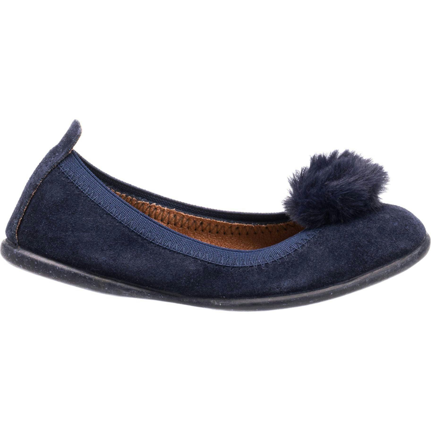 Suede Pom Pom Ballerina