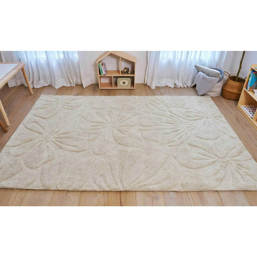 Floral Field Washable Wool Area Rug