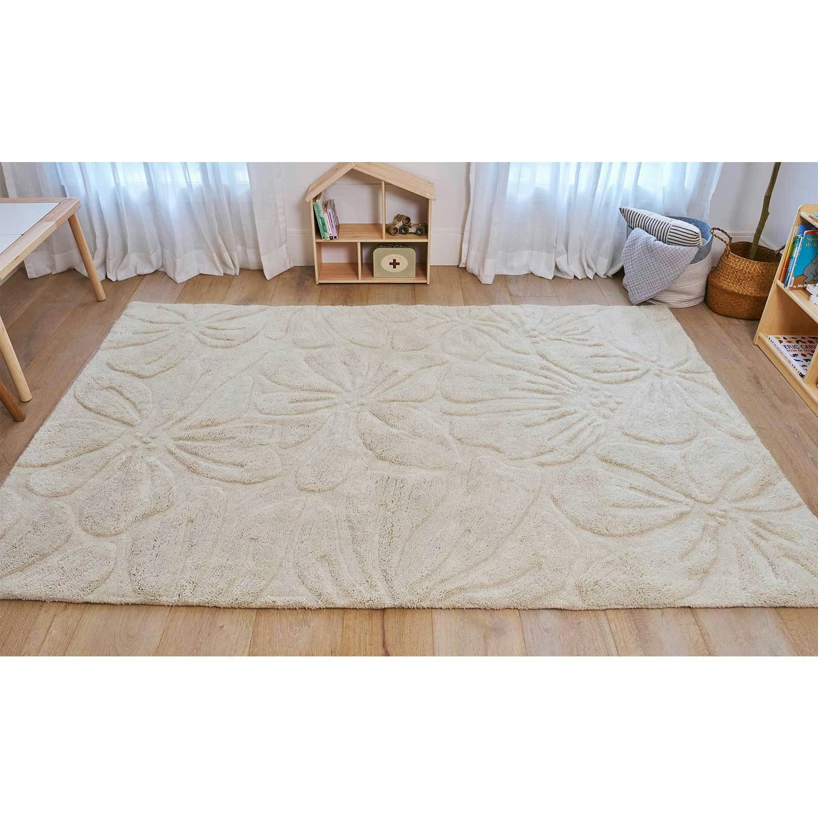 Floral Field Washable Wool Area Rug