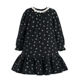 Dark Floral Lace-Collar Dress