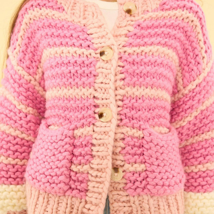 Bailey Cardigan in Pink Stripes