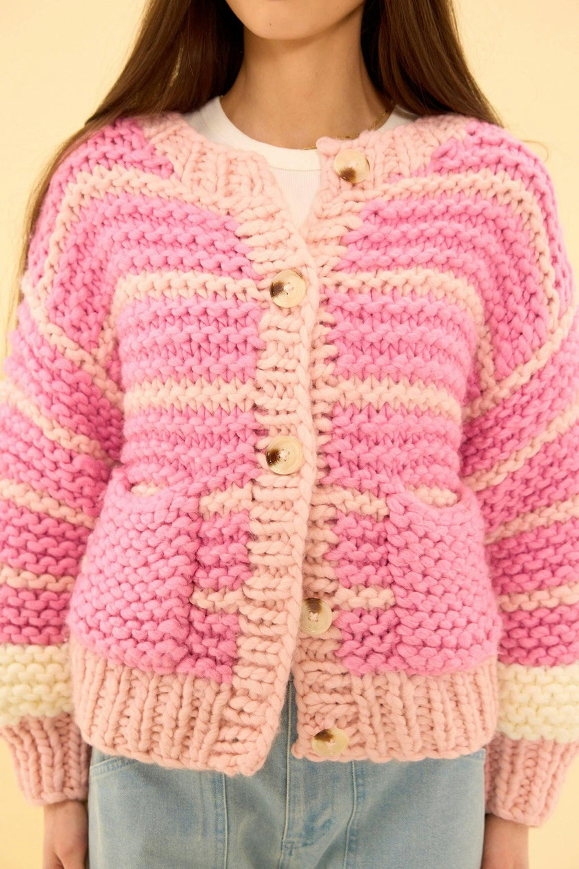 Bailey Cardigan in Pink Stripes