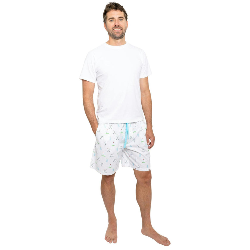 Men's Golf Sleep Shorts - Organic Cotton Poplin