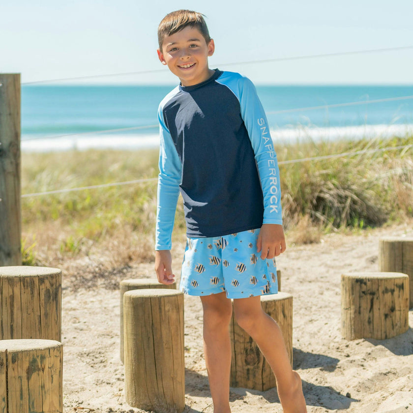 Navy Light Blue Sleeve LS Rash Top