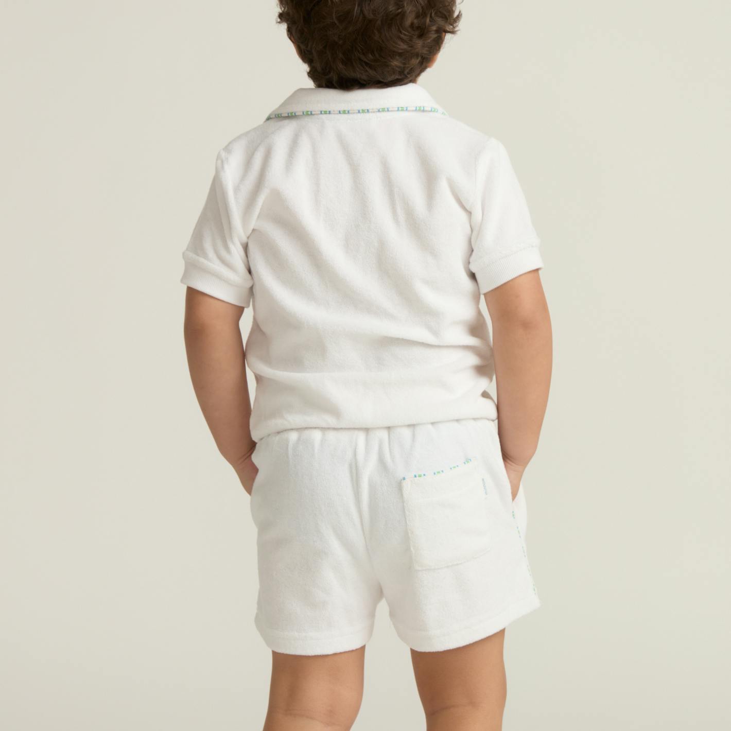 unisex shell white french terry polo