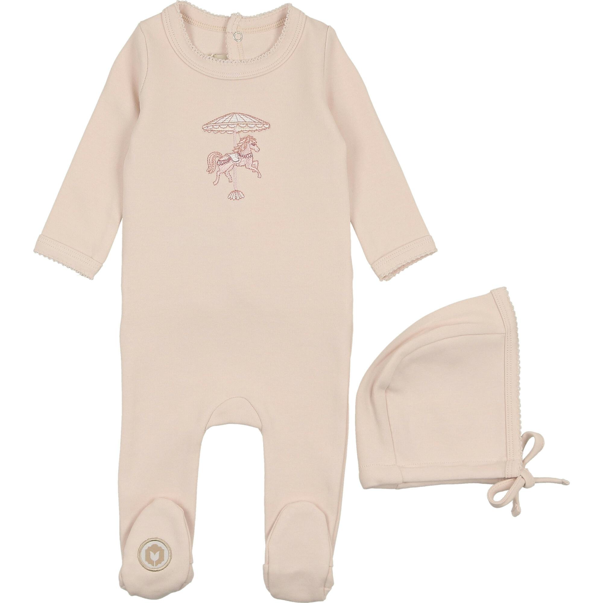 Prancing Footie & Hat Set Barely Pink