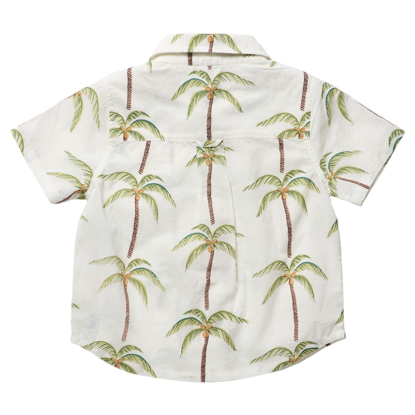 Boys Jack Shirt - Cream Palm Trees