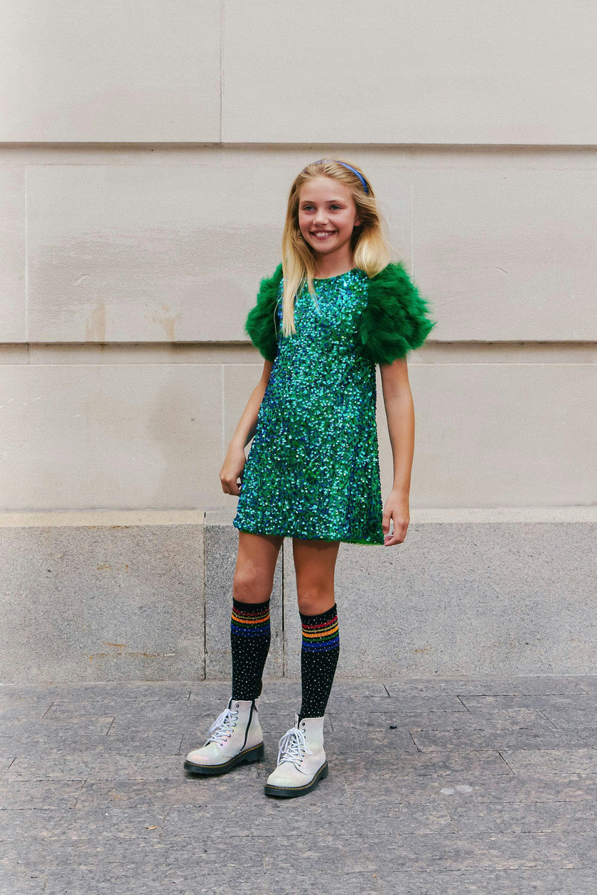 Jade Feather Party Dress
