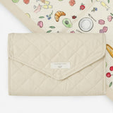 Cream Quilted Fold Up Picnic Blanket with Floral Picnic Print