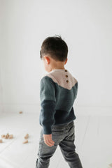 Boys Colorblock Knit Sweater in Slate