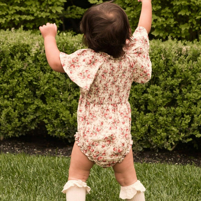 Baby Jovie Romper in Ivory Heritage Rose