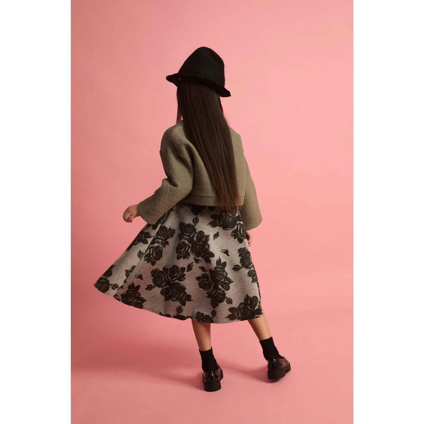Black Flower Neoprene Skirt
