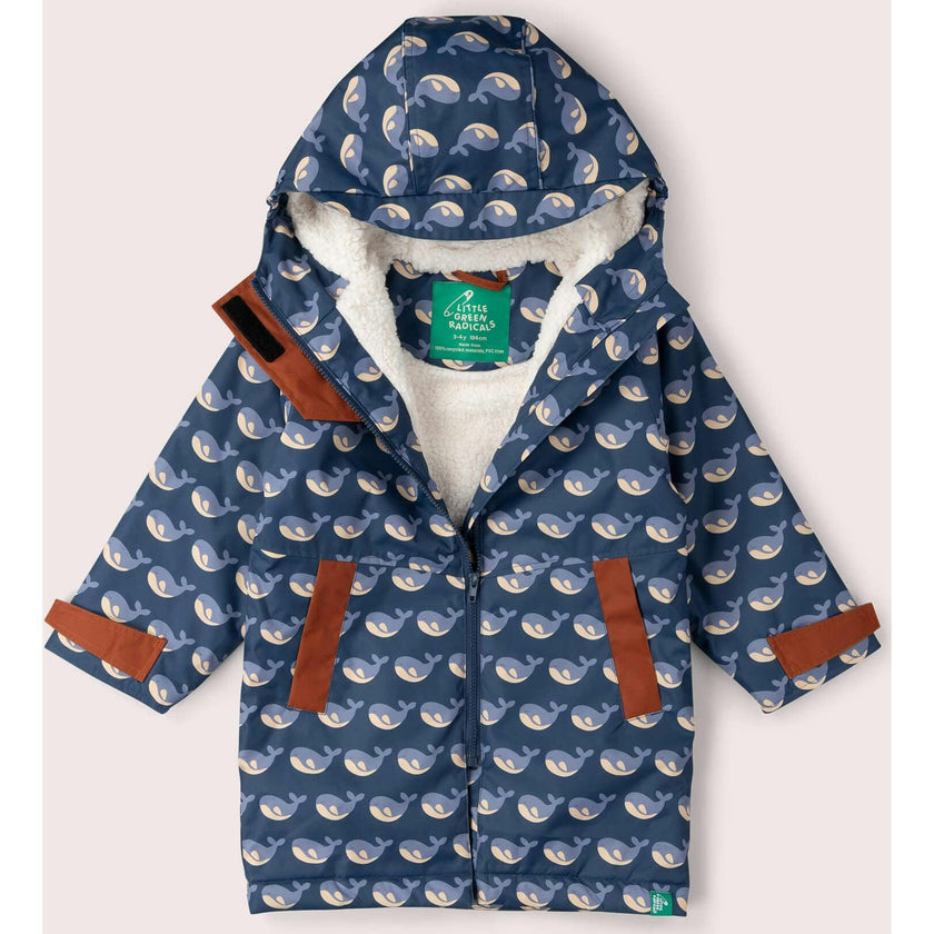 Singing Whales Recycled Waterproof Robe, Blue