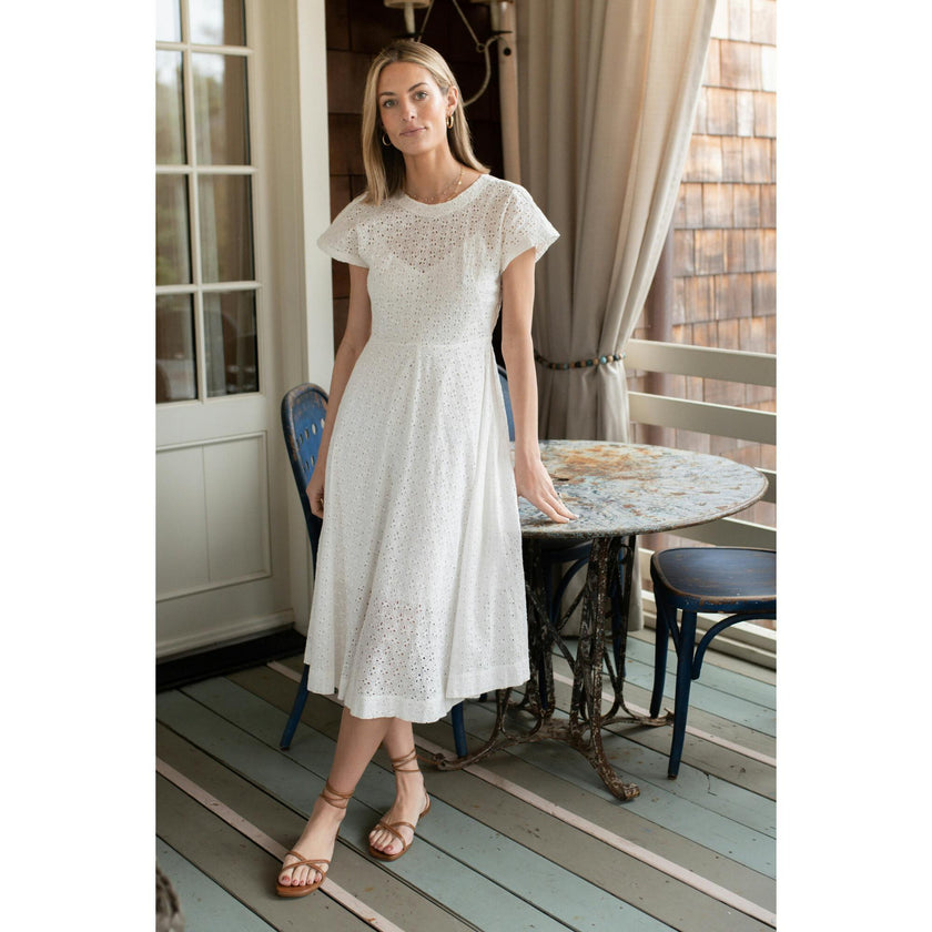 Celia Dress in Vanilla Eyelet