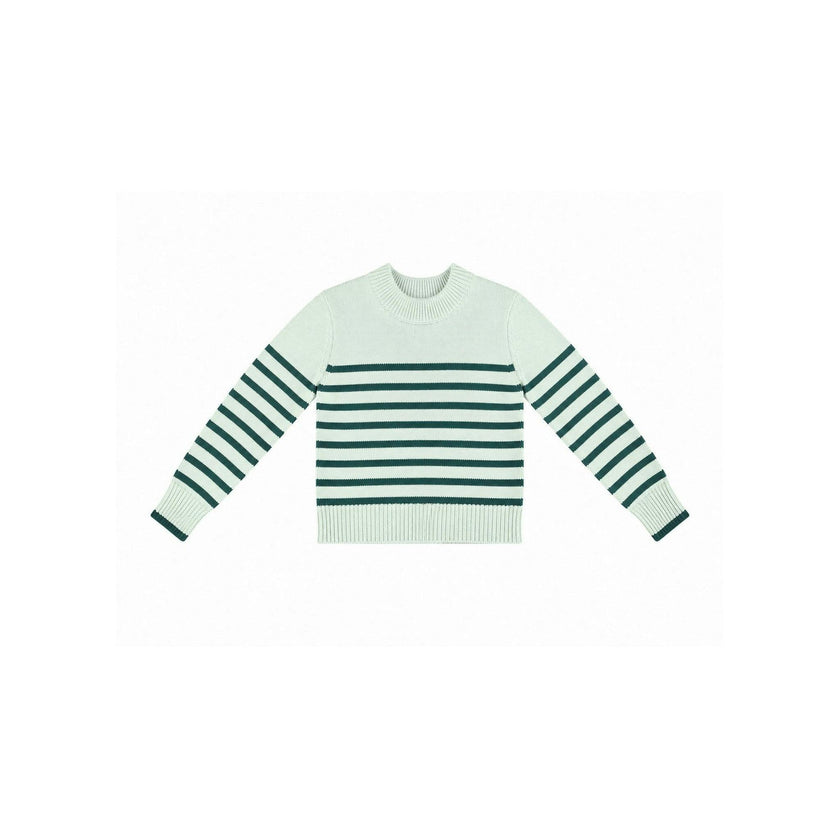 Saltwater Emerald Striped Cotton Sweater