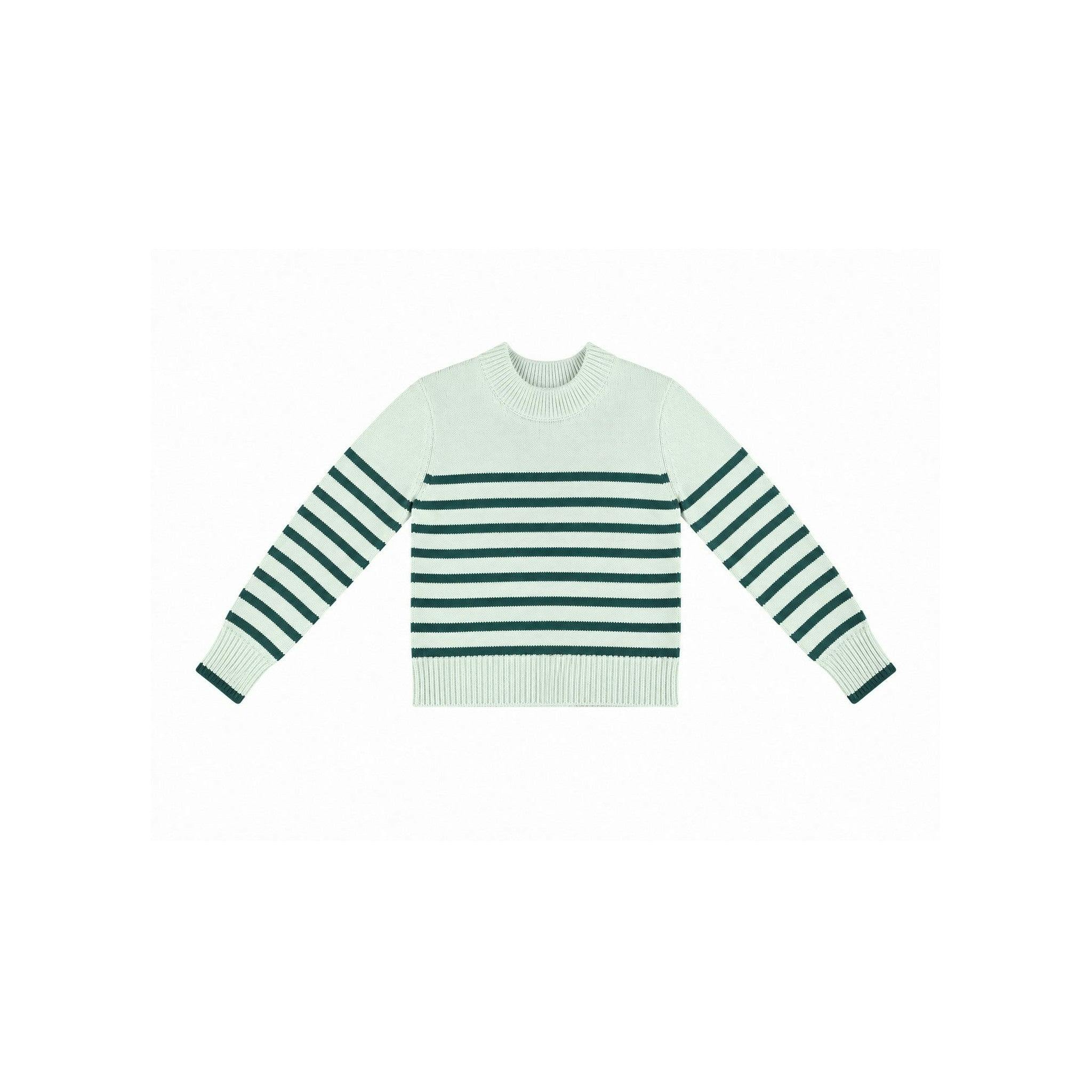 Saltwater Emerald Striped Cotton Sweater