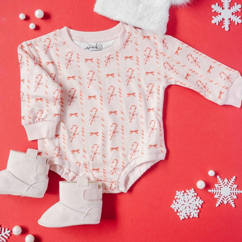 Candy Cane Lane Christmas Long Sleeve Romper