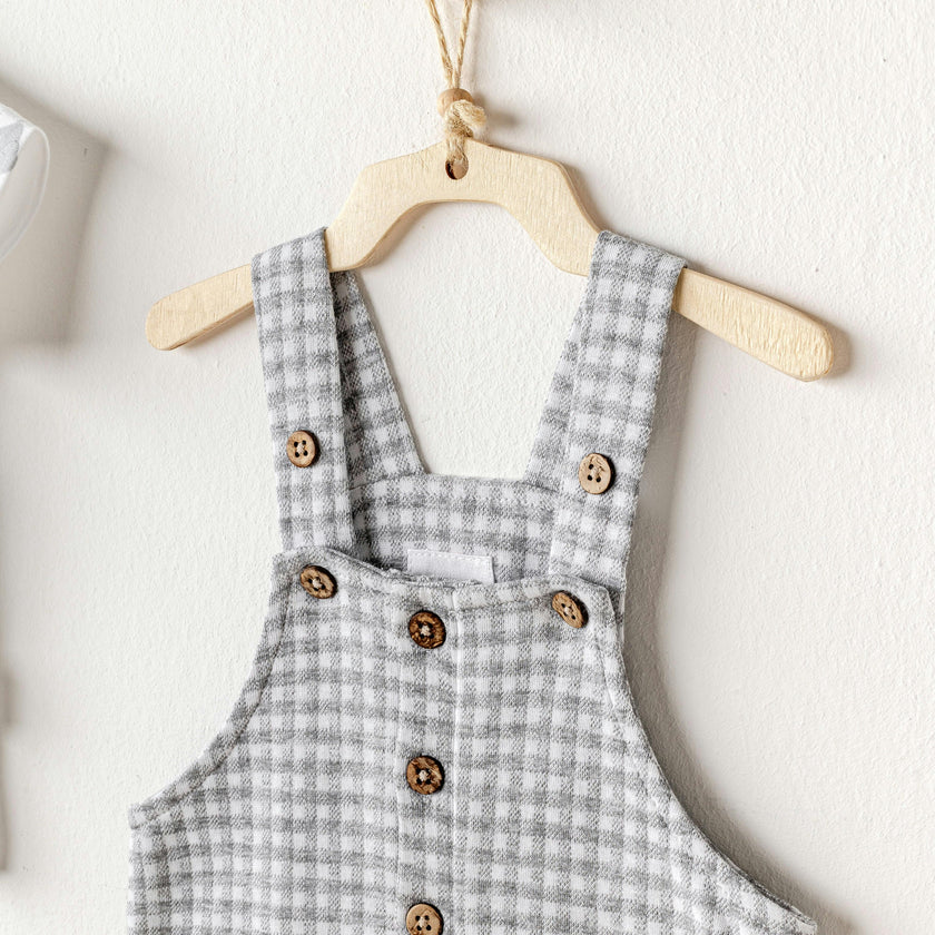 Grey Little King Gingham Jumpsuit Set