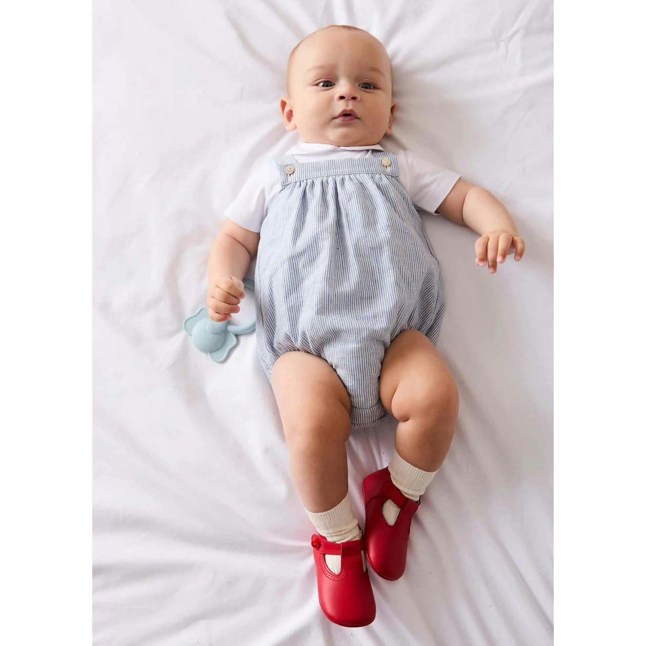 Alexander Stripe Sleeveless Button Detail Romper in Blue (3mths-2yrs)