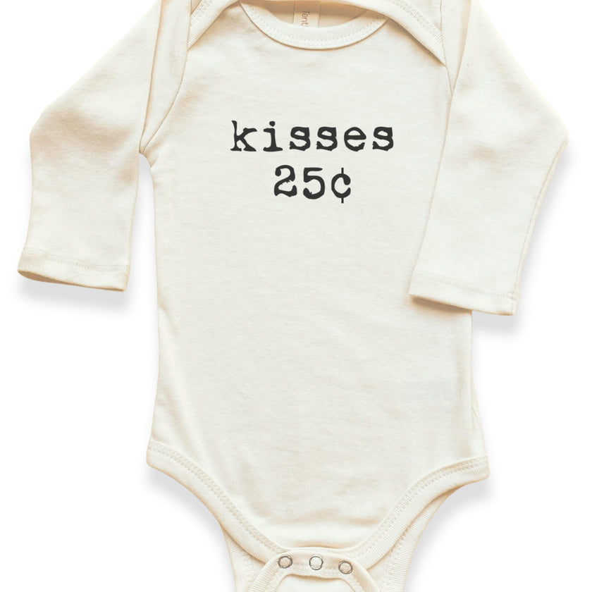 Kisses 25c Organic Baby Bodysuit Long Sleeve