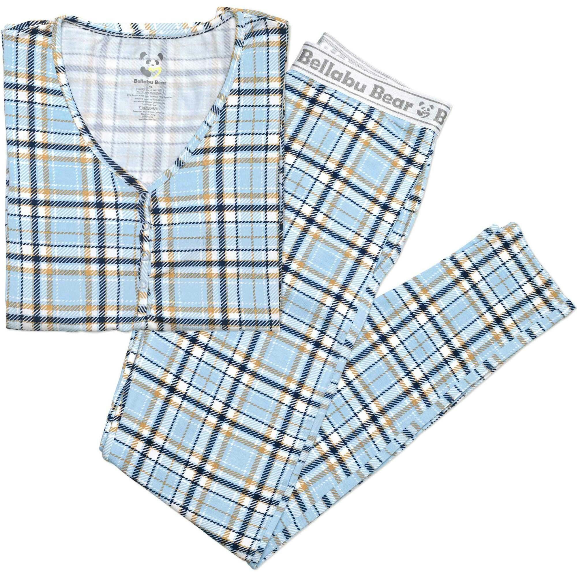 Holiday Plaid Blue Bamboo Women's Pajama Set