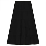 Tiered Solid Long Skirt