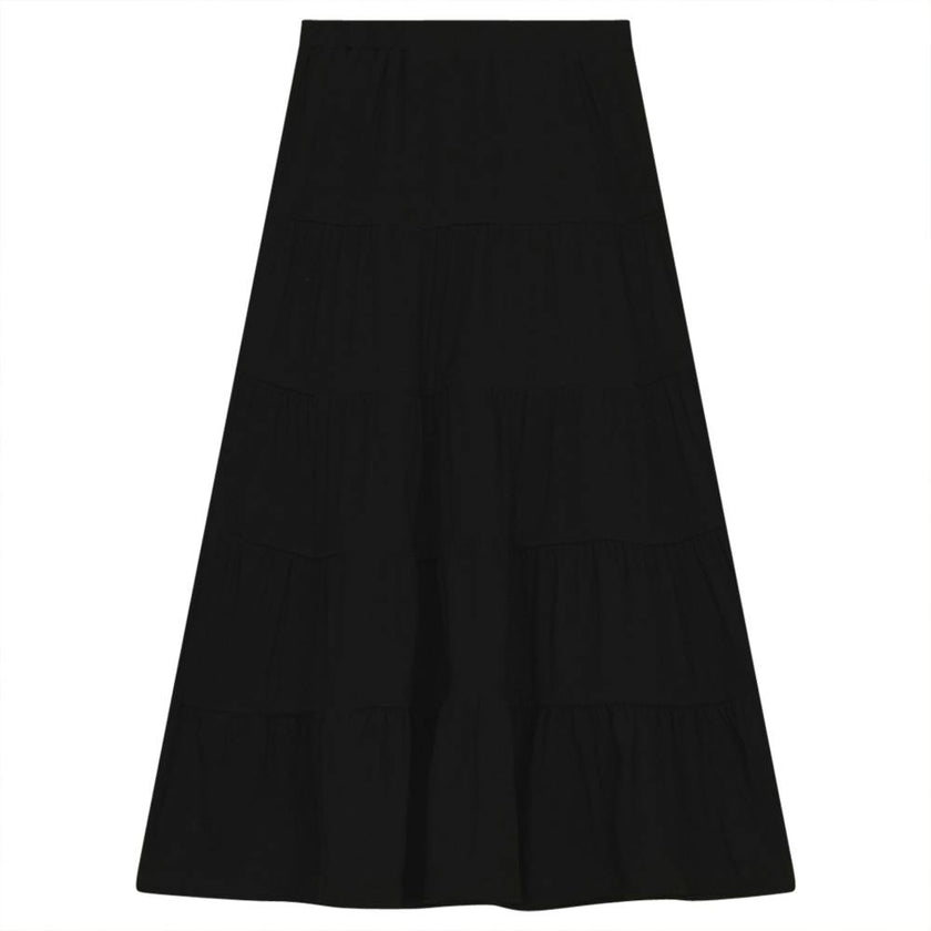 Tiered Solid Long Skirt