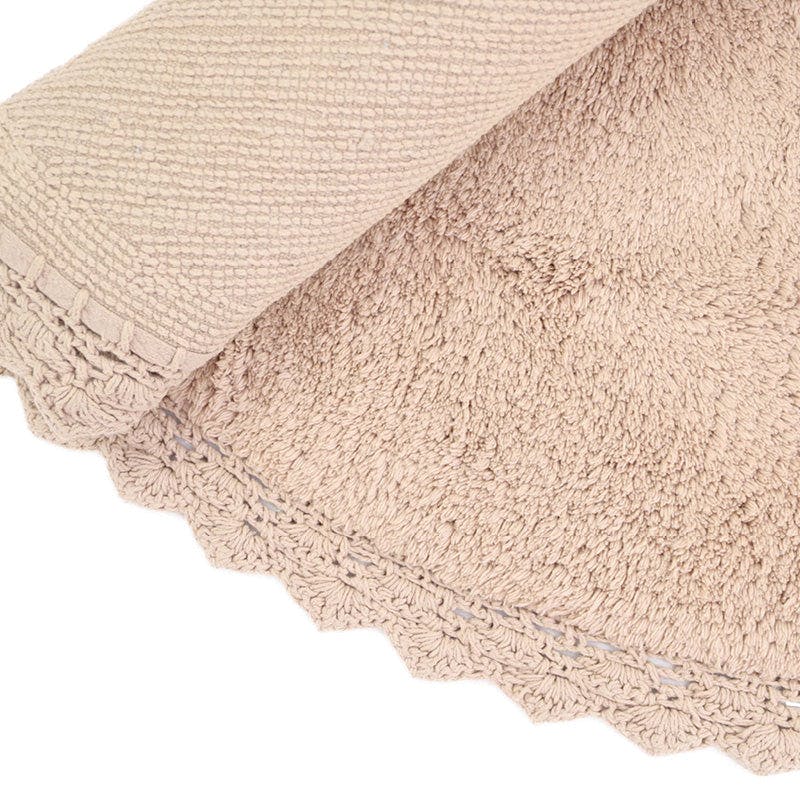 Perla Hand-Tufted Crochet Lace Trim Round Rug