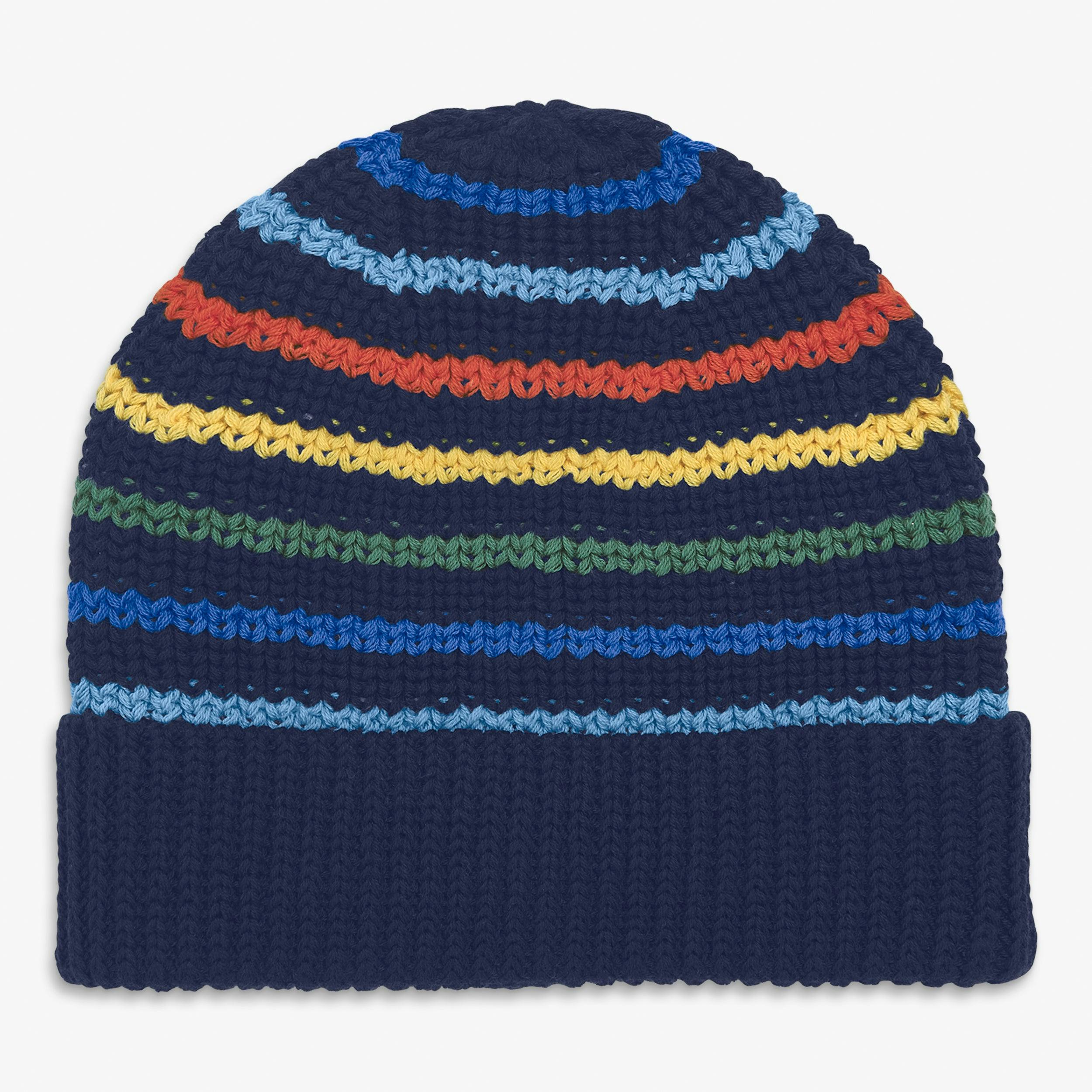 Baby cotton beanie in multi-stripe
