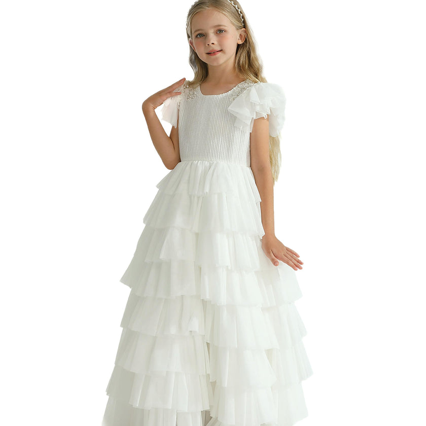 White Layered Tulle Abbyfield Dress