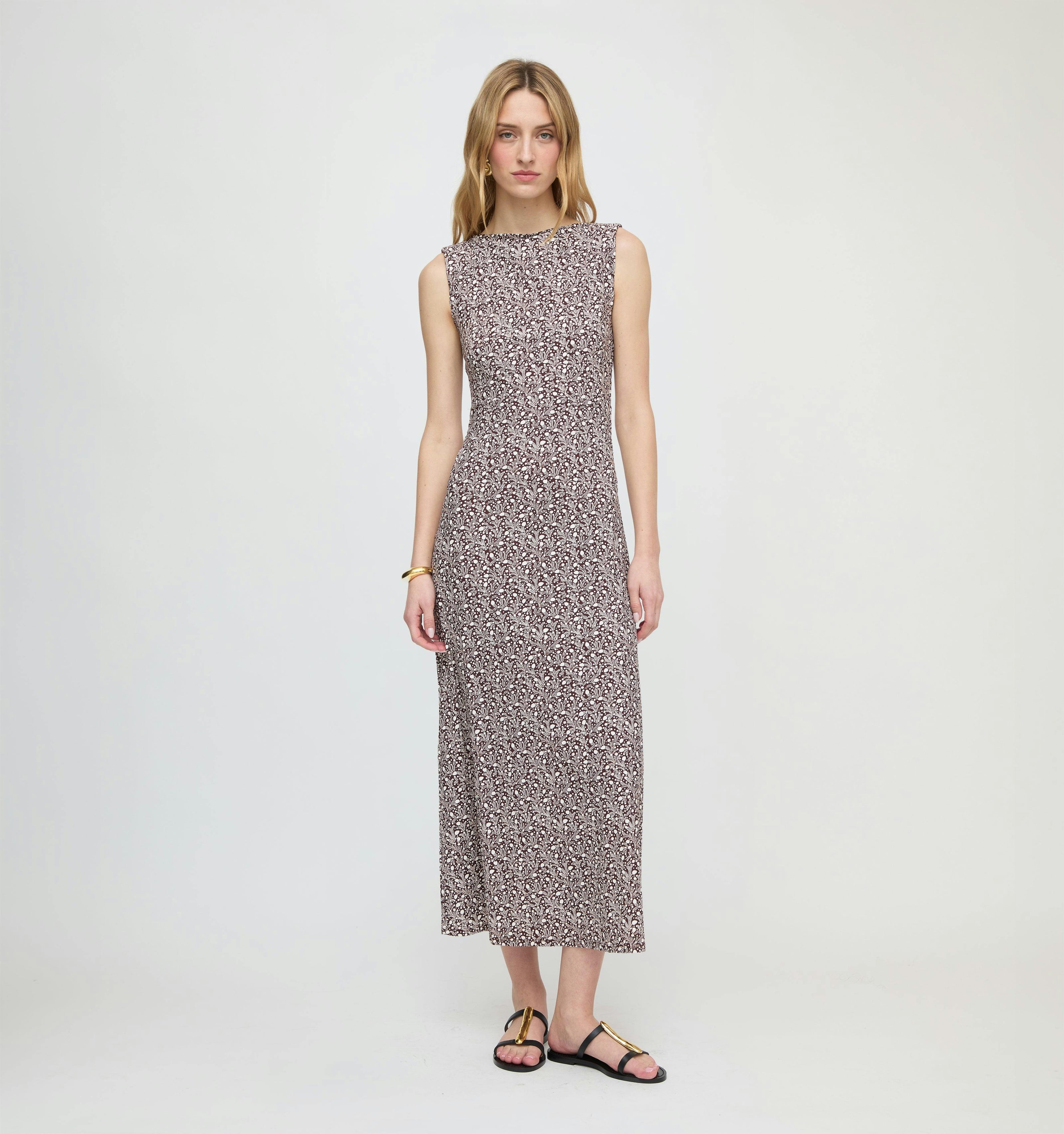 The Sloane Dress - Chocolate Ditsy Thistle
