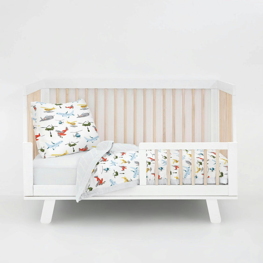 Cotton Muslin Toddler Bedding 3 Piece Set - Air Show