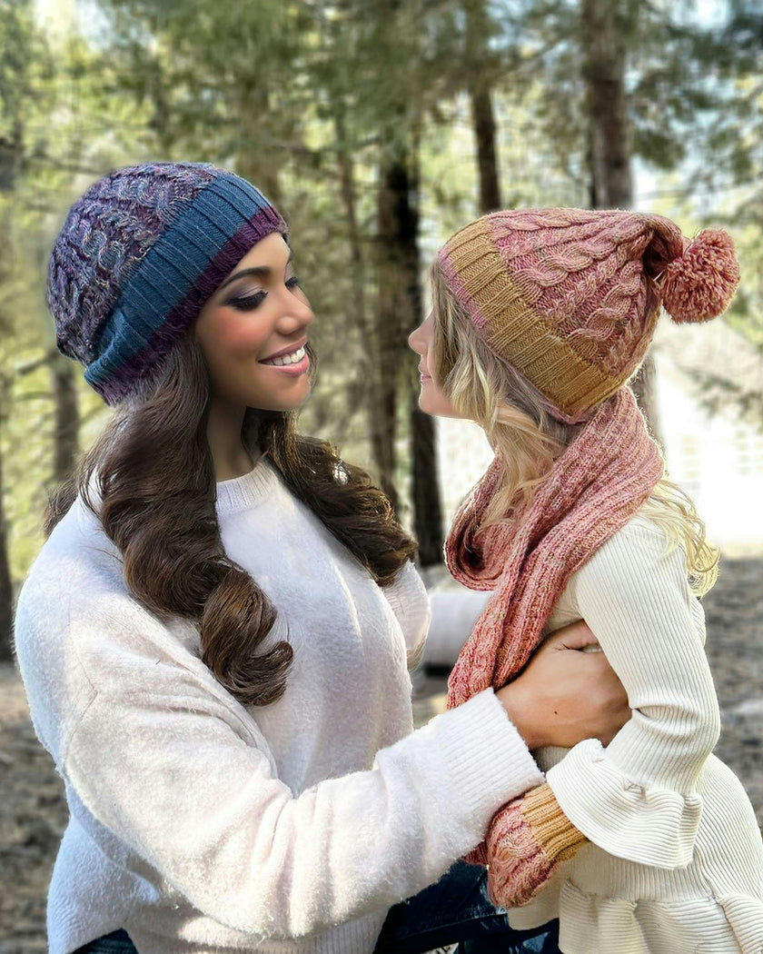 Kids Braided Pom Pom Beanie