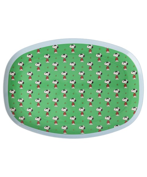 Rectangular Plate with Snoopy Print - Green -