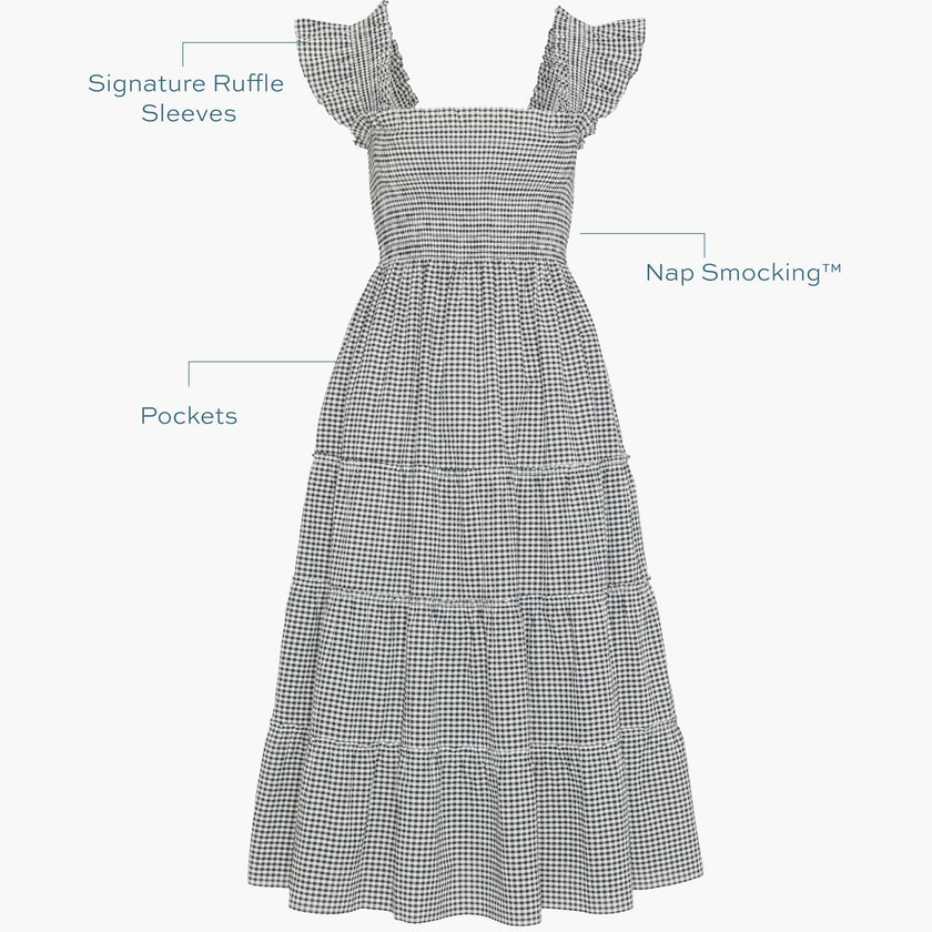 The Ellie Nap Dress - Black/Sand Gingham
