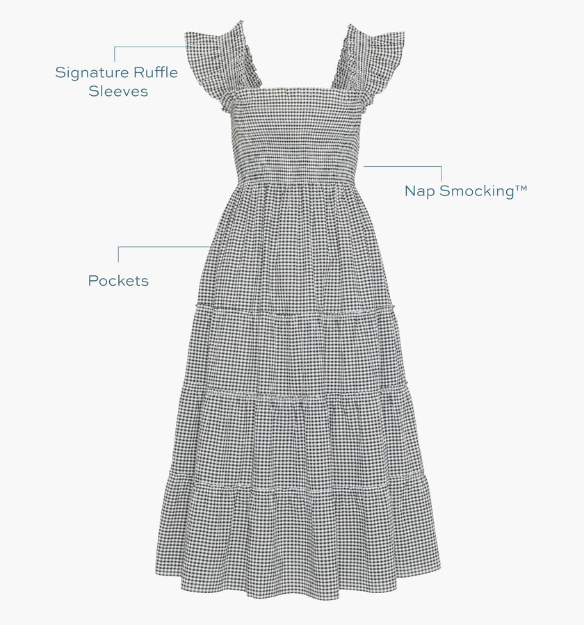 The Ellie Nap Dress - Black/Sand Gingham