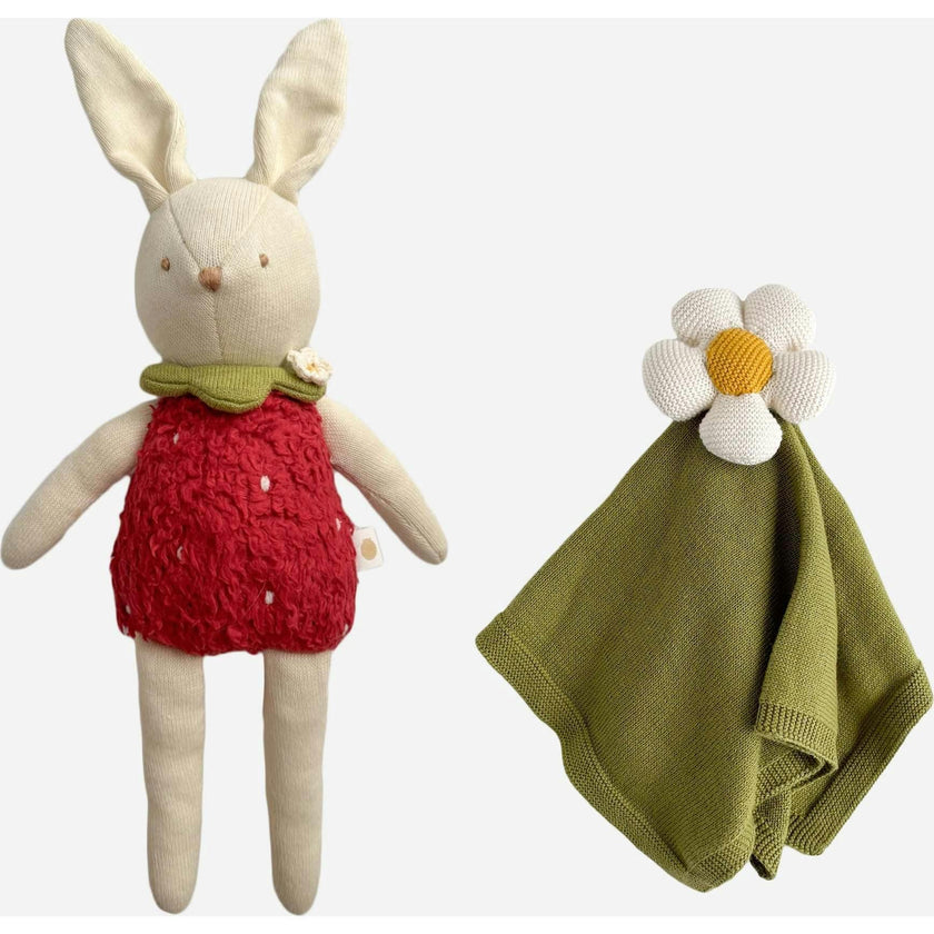 Bailey Bunny Plush Toy Lovey Set - Flower