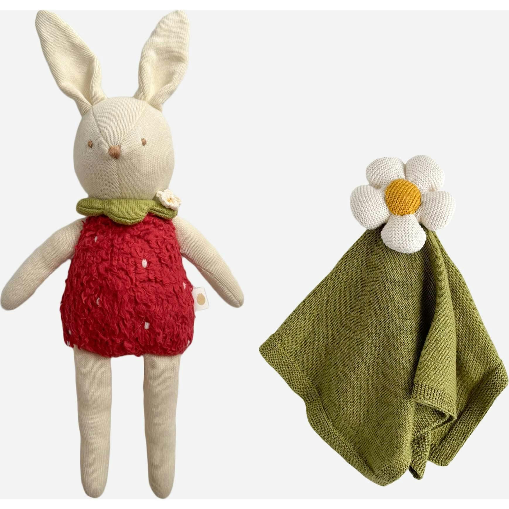 Bailey Bunny Plush Toy Lovey Set - Flower
