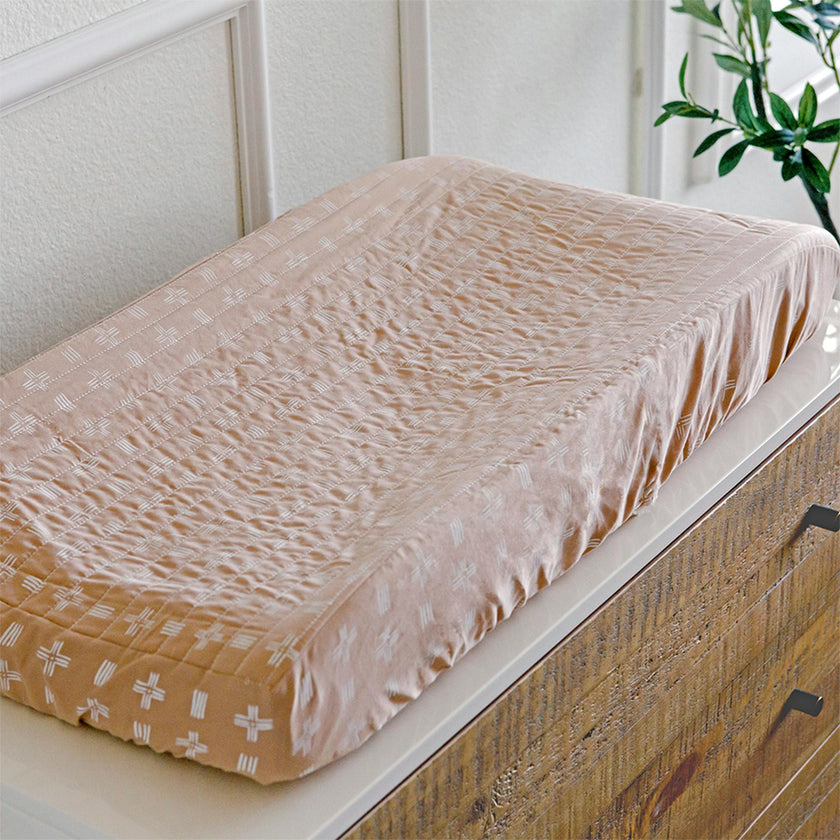Ezra Copper Dash Cotton Quilted Change Pad Cover