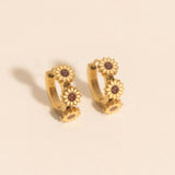 Sunflower 3D Huggie Hoop Earrings