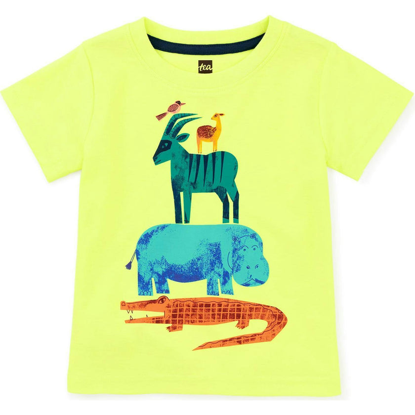Stacked Animals Graphic Tee, Green