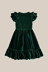 Mini Hattie Dress in Emerald Velvet